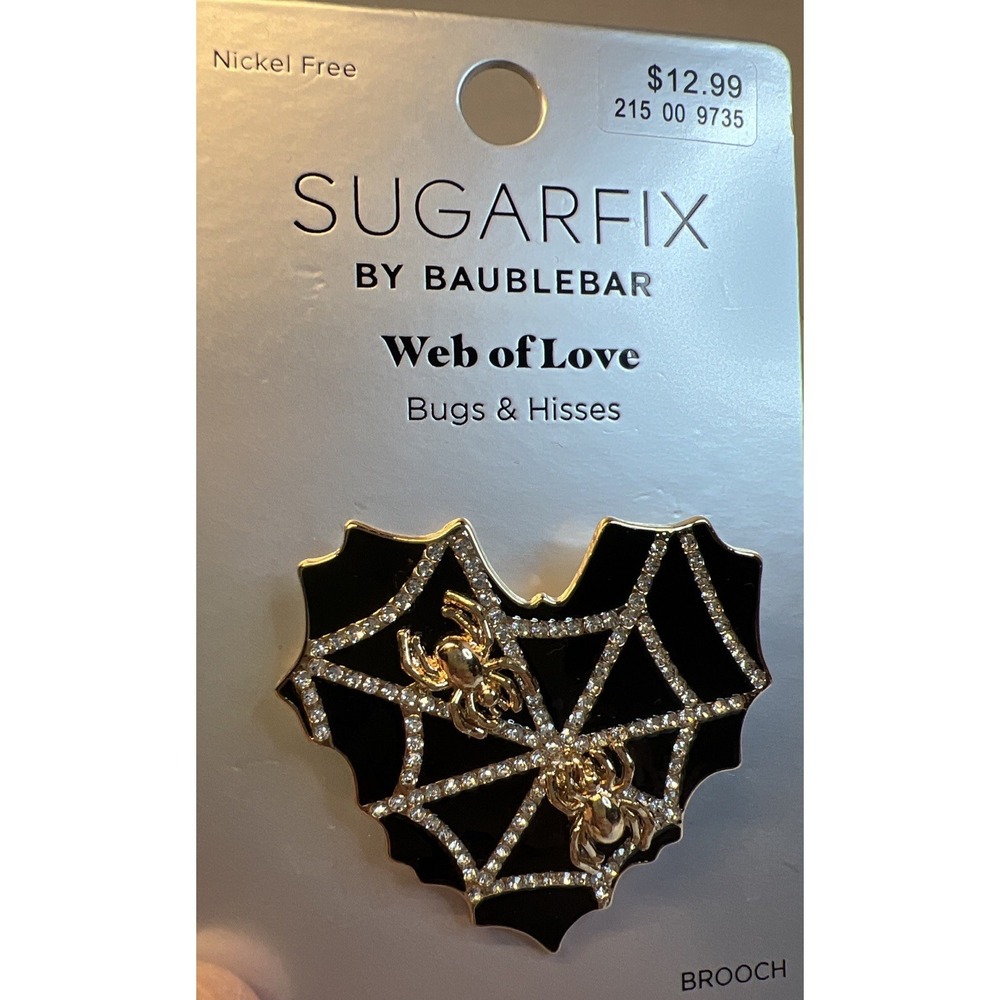 SUGARFIX by BaubleBar Web Of Love Pin Brooch‎ Black Heart Halloween Jewelry